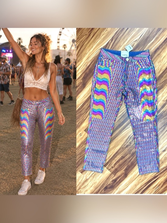 Free People Pants - ⚡️ Free People x One Teaspoon Multicolor Sequin / Denim Pants - Size 25 - New ⚡️